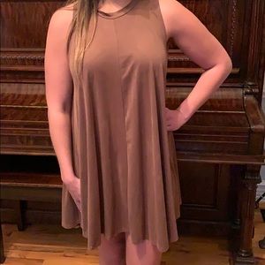 Tres Bien large faux suede brown dress